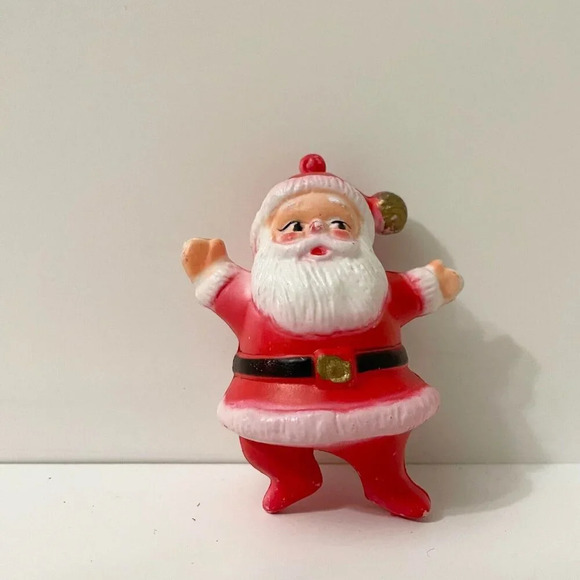 Vintage Mini Blow Mold Santa Christmas Ornament 3 Inch Tall Flaws - Picture 4 of 16